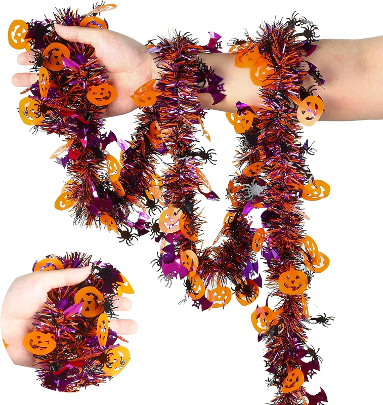 Halloween Decorations Halloween Tinsel Garland Glitter Pumpkin Garland