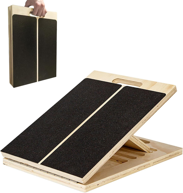 Wooden Slant Board for Calf Stretching, Portable Board, Adjustable Incline and S