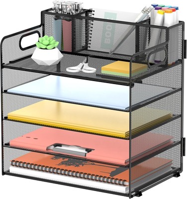 Organizador de papel con bandeja para cartas, organizador de archivos de malla.