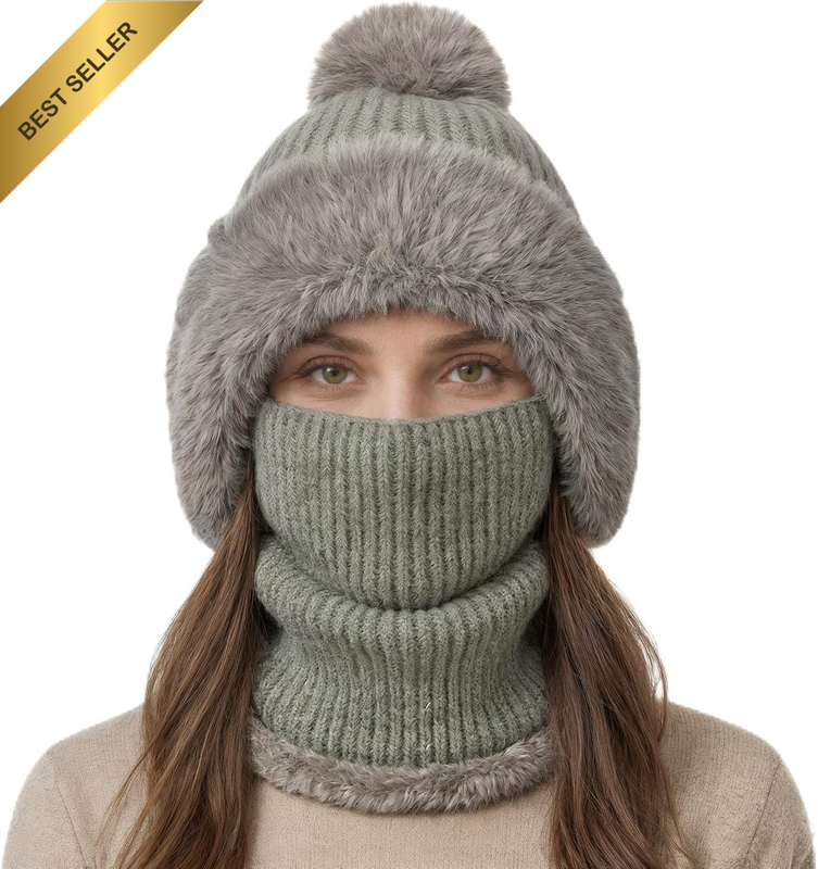 3-In-1 Winter Beanie Hat with Pom | Knit Balaclava Face Mask & Neck Warmer for M