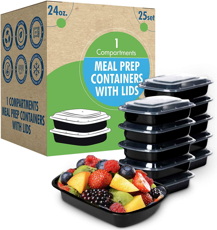 Reusable With Lids [25 Set] 24oz. Ideal-food Prep Containers