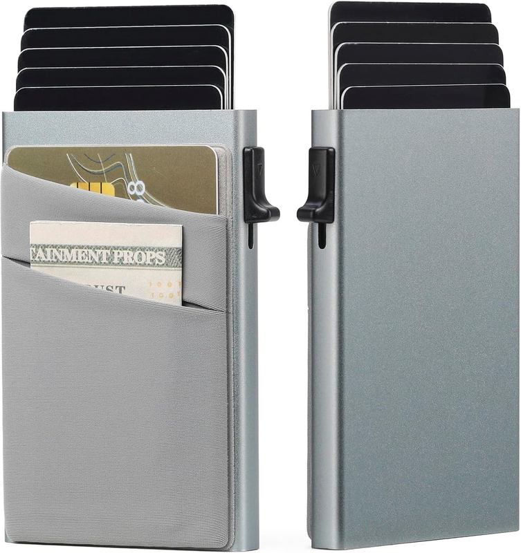 Slim Smart Aluminum Card Holder Mens Wallet Minimalist Leather RFID Blocking Met