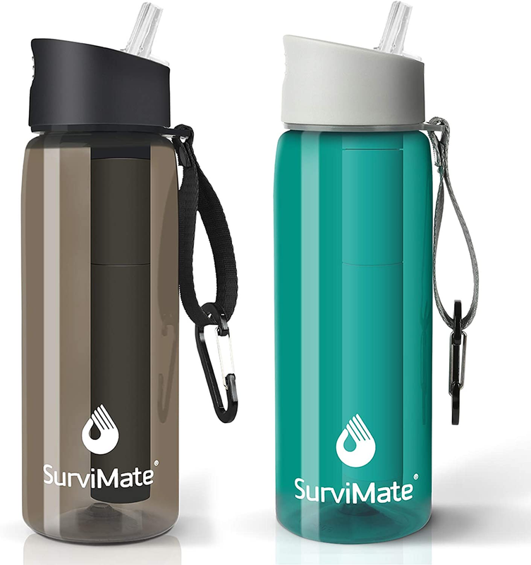 Purified Water Bottle for Camping, Hiking, Backpacking and Travel, BPA Free with