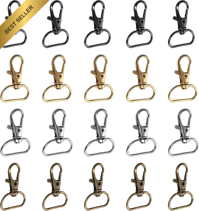 20Pcs Metal Swivel Snap Hooks，Gold Silver Black Bronze Lobster Claw Clasps for K