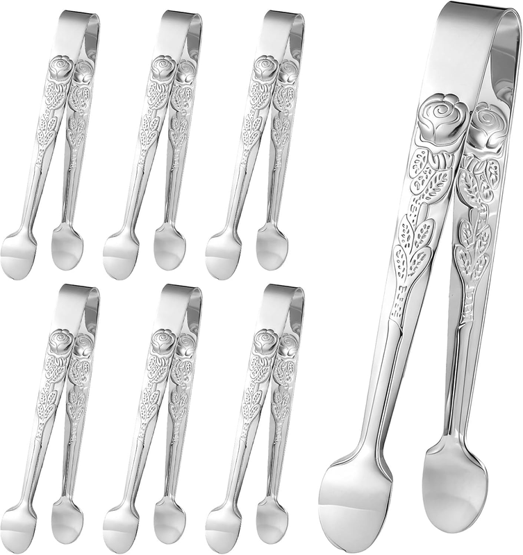 6 Pcs Mini Serving Tongs Sugar Cube Tongs 4.15Inch Small Tong for Serving, Tiny