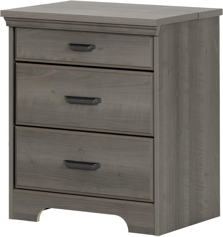 With 2 Drawers And Charging Station, Gray Maple, 16