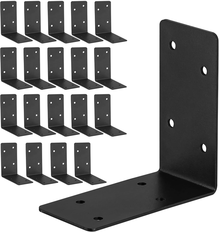 20Pcs Corner Braces,4"x4"x2" Black L Brackets for Wood,Heavy Duty 2mm Steel Jois