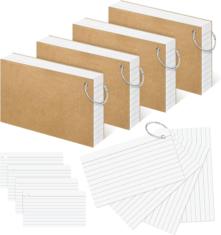 200Ct 3x5 Lined Flash Cards with Ring Heavyweight Index Cards ...