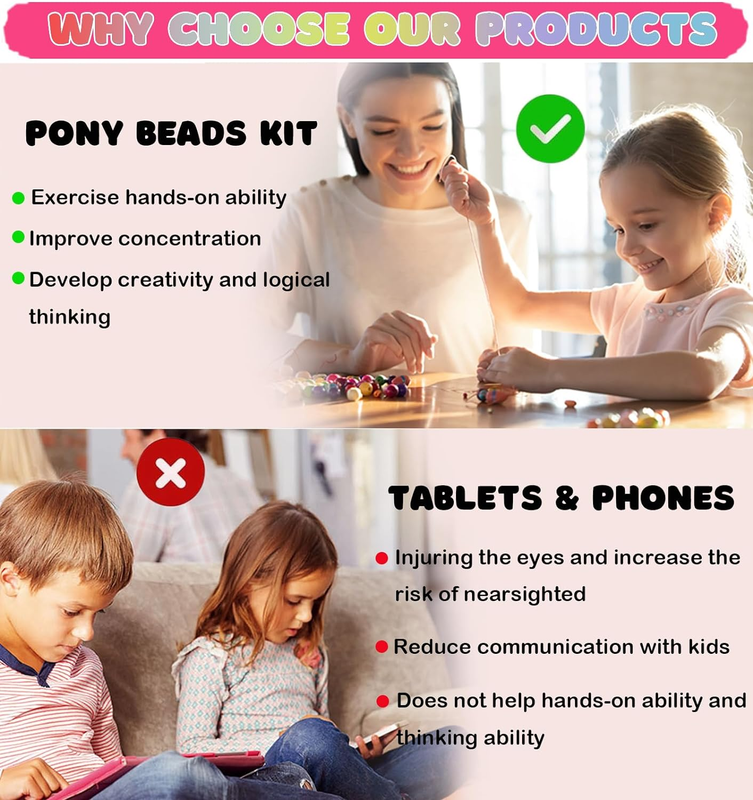 Bead Bracelet Making Kit for Jewelry DIY - Polymer Clay, Pony, Flower, Letter, C