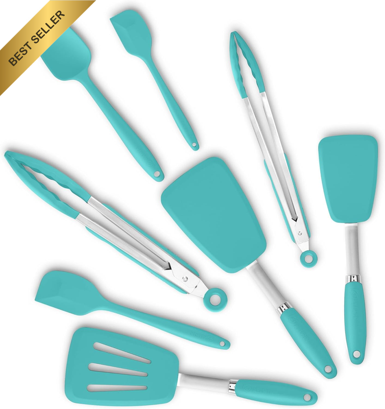 Silicone Spatulas Set Turners Tongs Cooking Utensils Set High Heat Resistant Kit