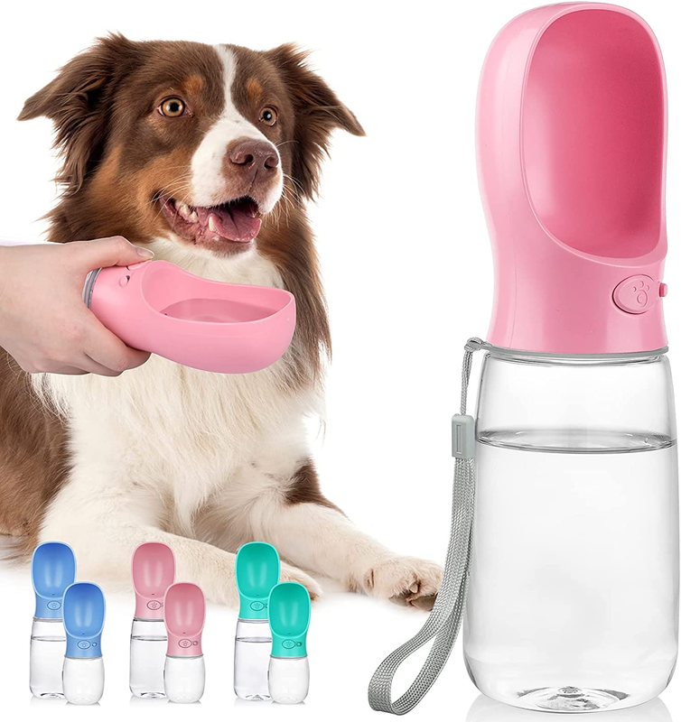 Dog Water Bottle, Leak Proof Portable Pet Water Dispenser with Drinking Feeder!
