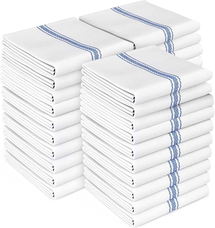 Zeppoli Classic Kitchen Towels 30-Pack - 100% Natural Cotton Kitchen Dish Towels