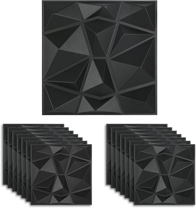 3D Wall Panels 15Pcs Brick Effect PVC Wall Tiles Decorative Living Bathrom Black