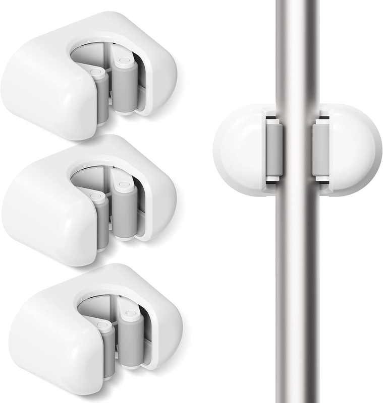 Mop Holder, 3 PCS Wall Mount Broom Holder Gripper, Self-adhesive Wall Hanger Sta