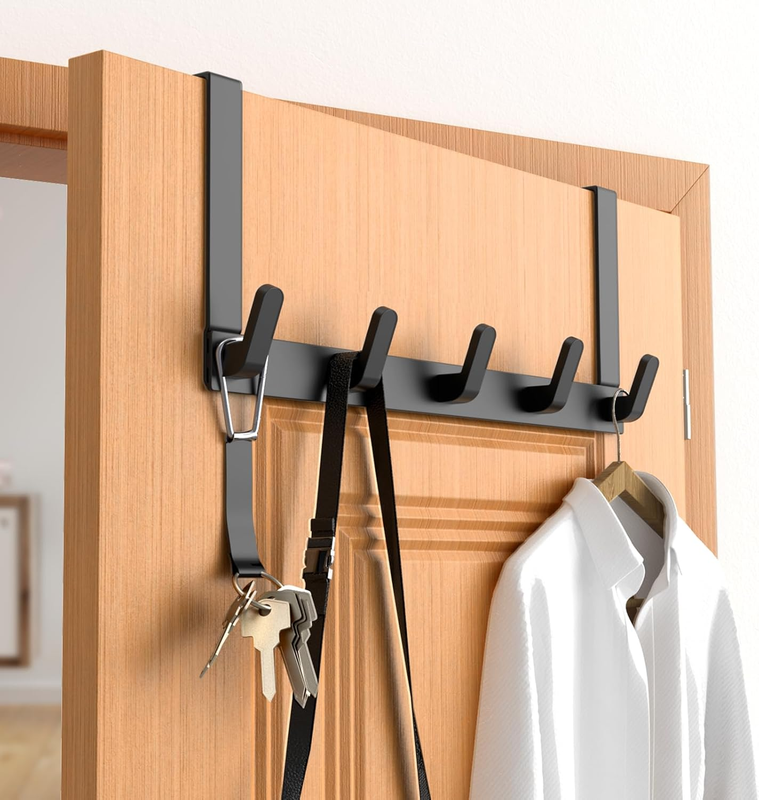 Over The Door Hooks Hanger with Extended Arms, Fits 1 3/4" Doors - Bathroom Acce