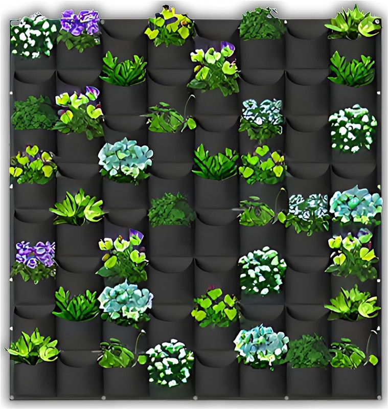 Vertical Wall Hanging Planters with 64 Pockets Large Grow Bags