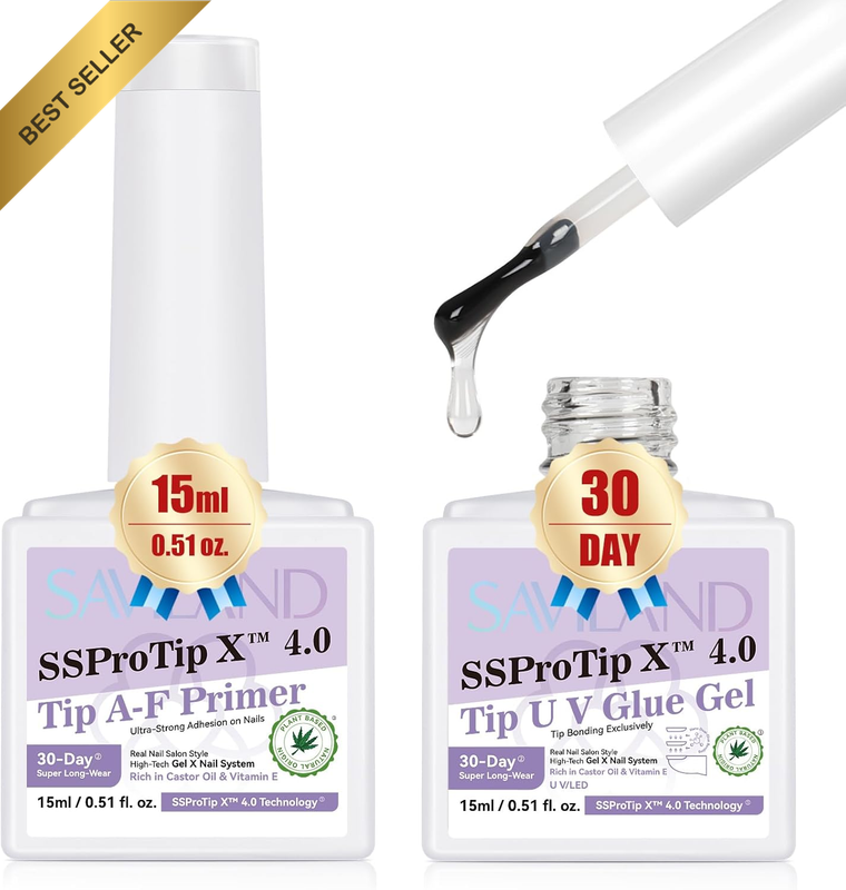 UV Gel Nail Glue Duo Set with Primer Long Lasting False Nail Adhesive