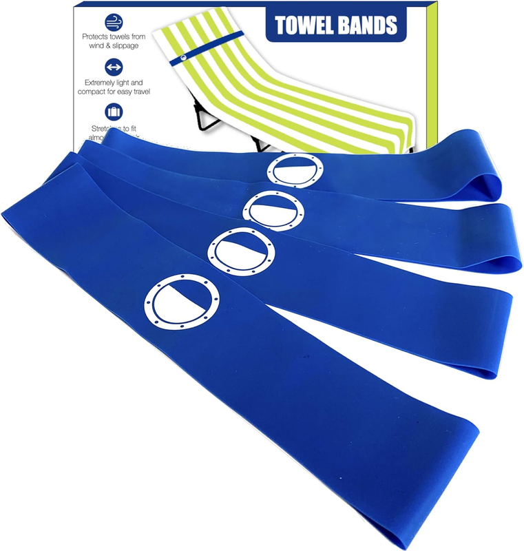 Towel Bands (4 Pack) - the Better Towel Chair Clips Option for Beach, Pool & Cru