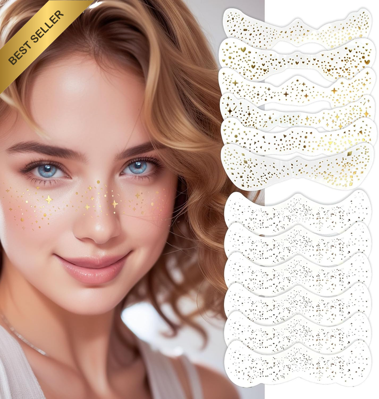 12 Pieces Girl Freckle Tattoo Stickers, Temporary Face Tattoo Waterproof Sticker