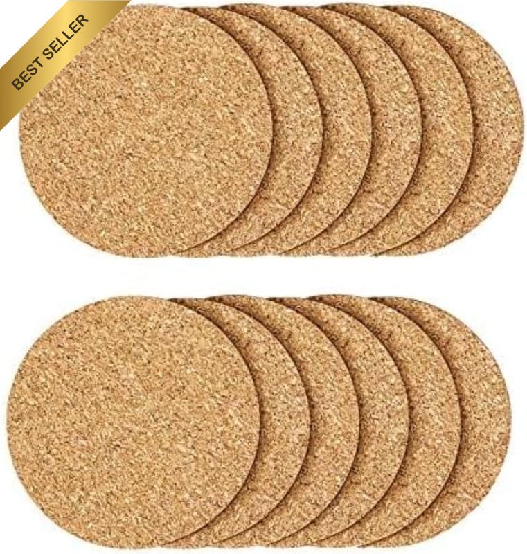 12 Pcs Cork Coaster for Drink, Absorbent Heat Resistant Reusable Tea or Coffee C