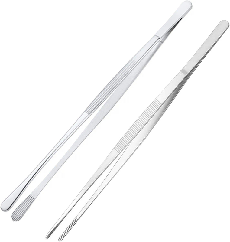 12 Inch Stainless Steel Grill Tweezers for Cooking, Professional Kitchen Tongs w