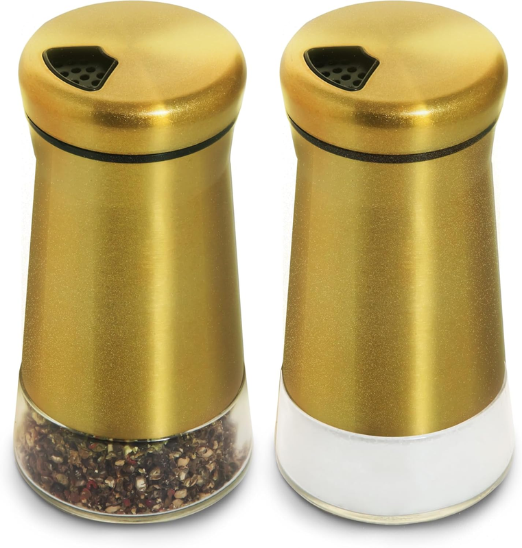 Stainless Steel Salt and Pepper Shakers,Salt Shaker Clear Bott...