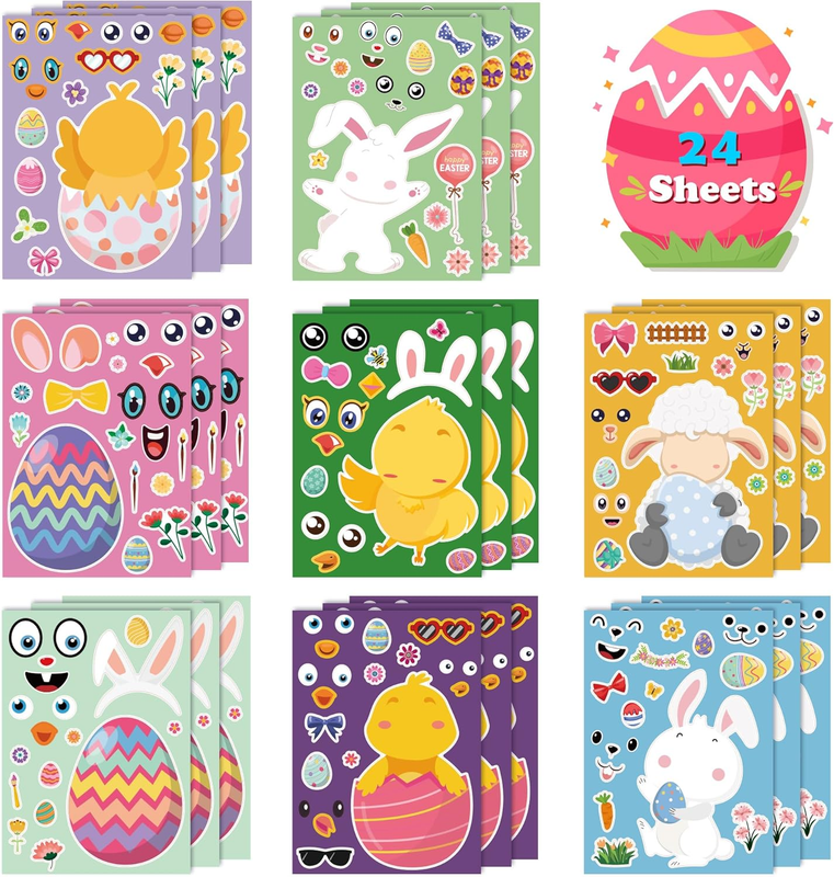 Easter Basket Stuffers for Kids - DIY Happy Egg Bunny Sticker ...