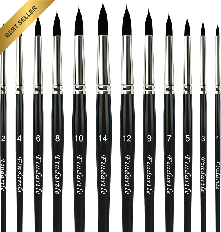 Round Watercolour Paint Brushes,12 Pcs round Pointed Tip Brushes for Watercolour