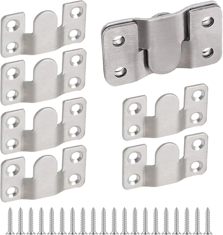 4 Pairs Flush Mount Bracket,Interlocking Furniture Connector,Stainless Steel Hea