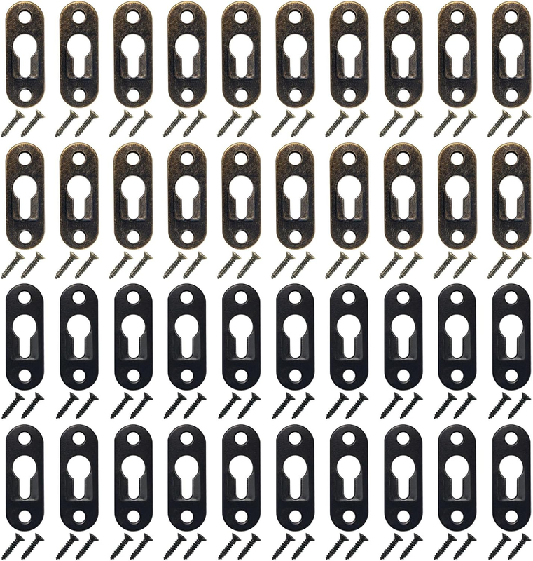 40 PCS Keyhole Hangers Single Picture Hanging Hardware Metal Wall Plate Hangers