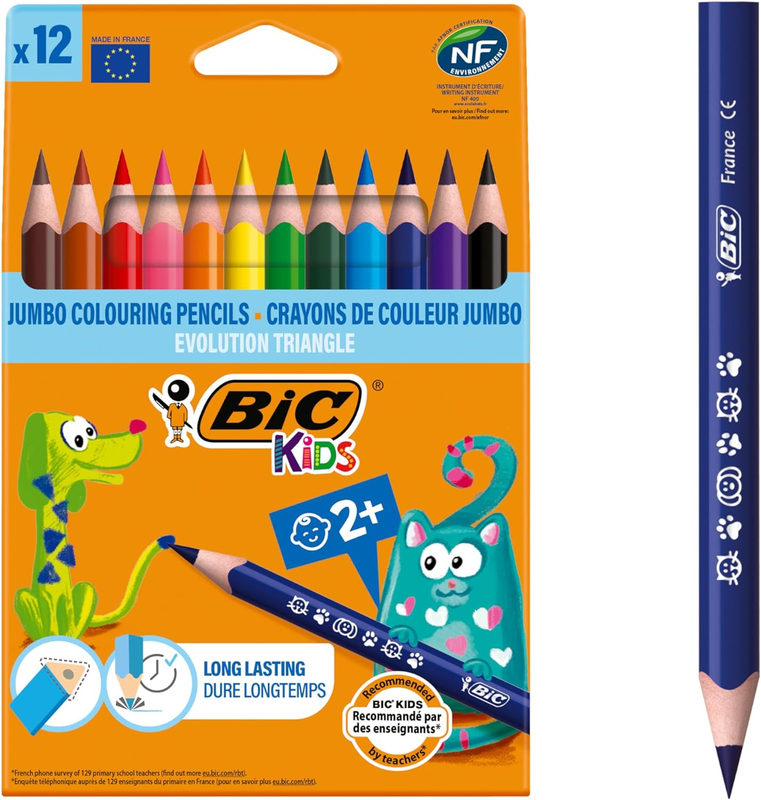 Kids Evolution Ecolutions, Triangular Colouring Pencils, Ideal for School, Assor