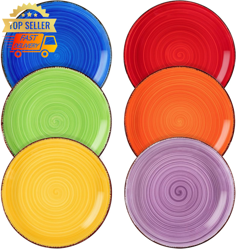 Bonita Stoneware Cake Plate Set, 6-Piece, 18.8cm Dessert & Pasta Plates