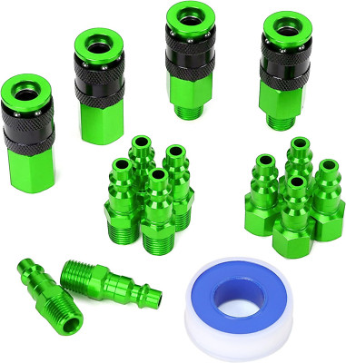 15 Pieces 1/4'' Npt Aluminum Air Coupler And Plug Kit Quick Connect Air Fittings
