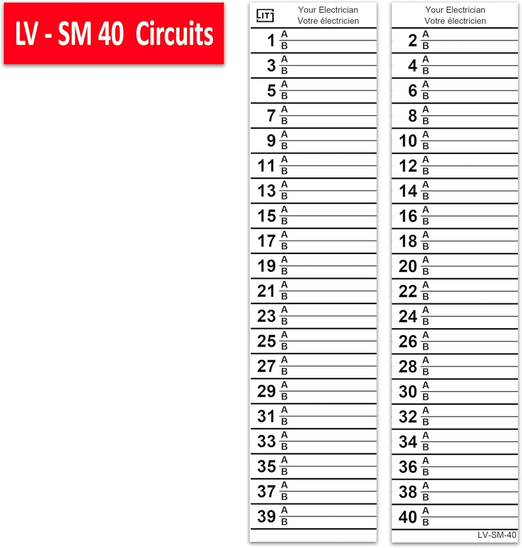 Littversions 40 Circuits 2 Pack Vinyl Circuit Breaker Panel Directory Labels/Dec