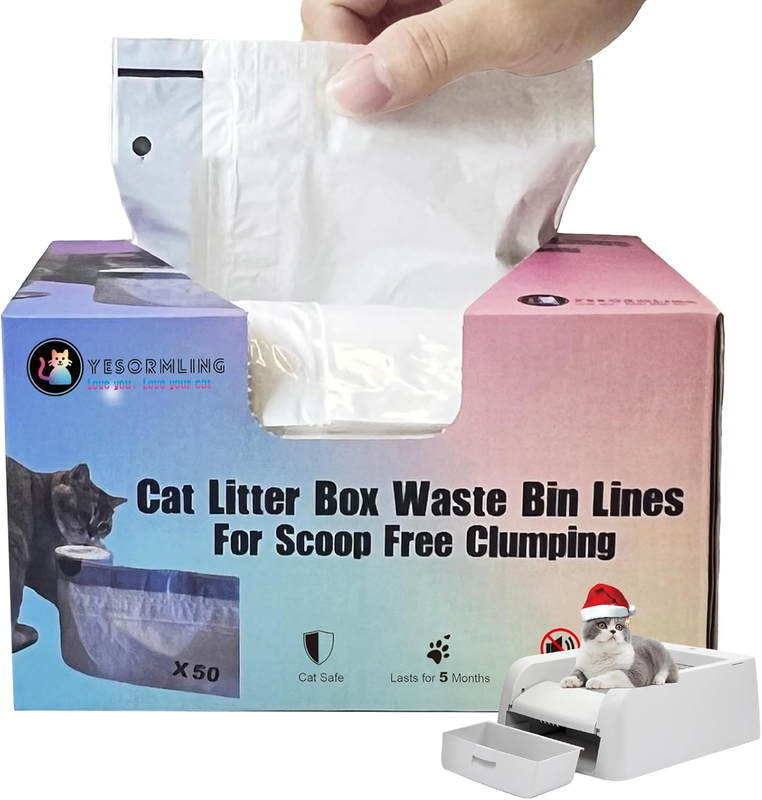 50 Count Cat Litter Box Liners, Compatible with Petsafe Scoop Free Self Cleaning