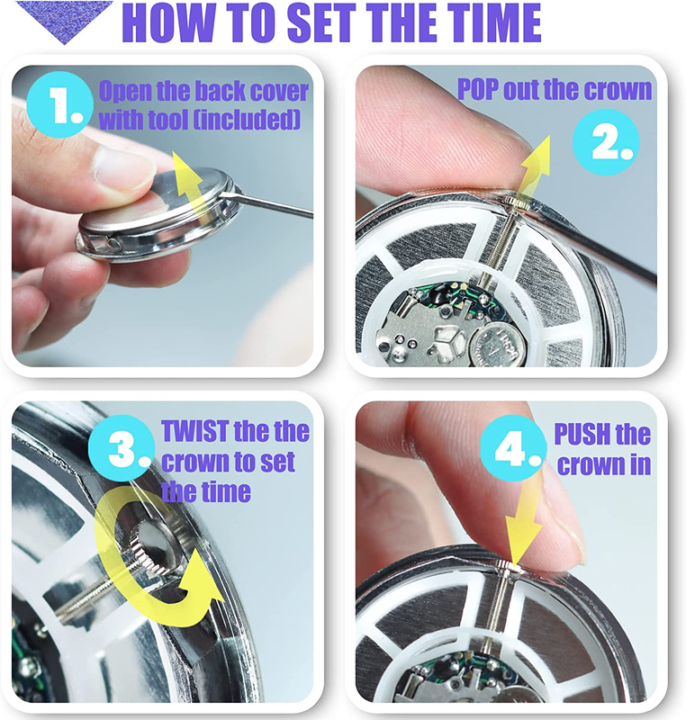 Car Dashboard Clock - Stick on Dashboard or Install with Air Vent Clip - Mini Ti