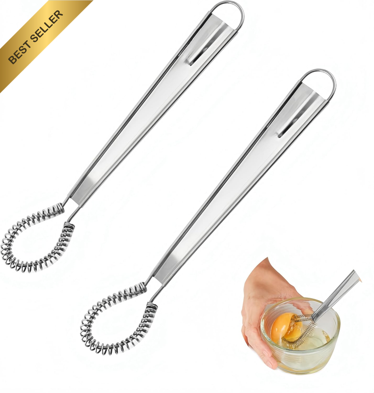 2PC Mini Spring Coil Whisk 20CM Stainless Steel Milk Frother Blender