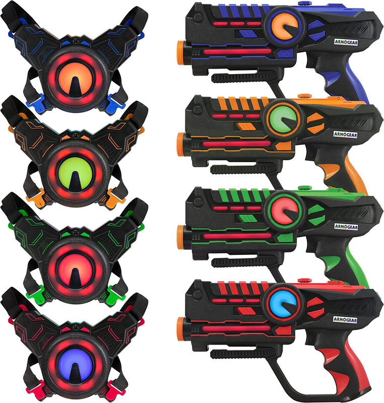 Laser Tag &ndash; Laser Tag Guns with Vests Set of 4 &ndash; Multi Player Lazer Tag Set for