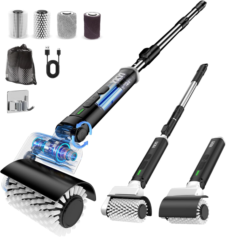 Electric Spin Scrubber-New Roller Type, Shower Scrubber with Long Handle, Electr