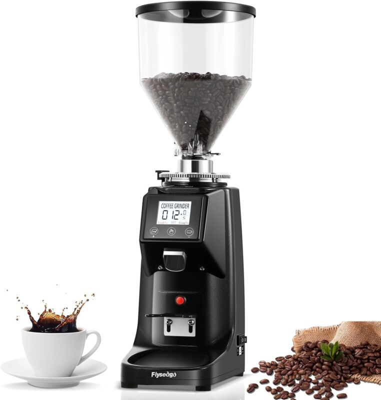 Flyseago Coffee Commercial Coffee Burr Grinder 19 Settings Digital Display NEW