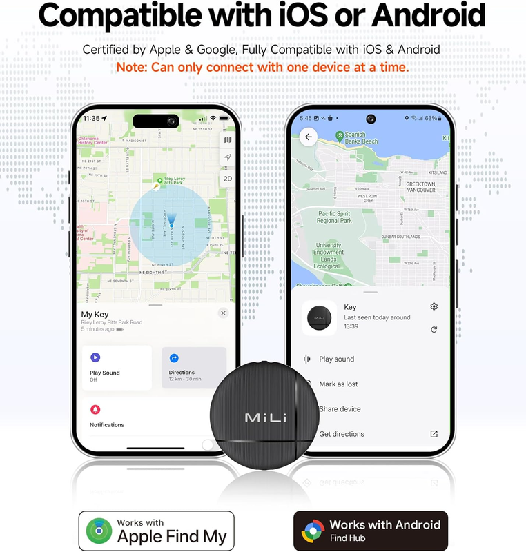 LiTag Duo - Dual System Tracker for iOS or Android, Air-Tag Holder Case Included