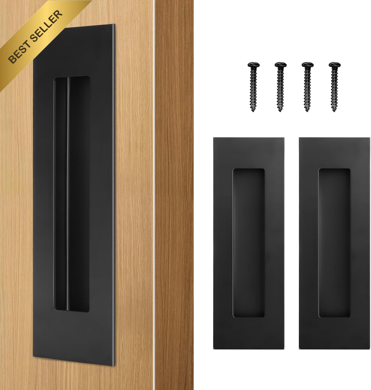 4 Pack | 150MM Pocket Door Pull Handles, 304 Stainless Steel Sliding Barn Door H