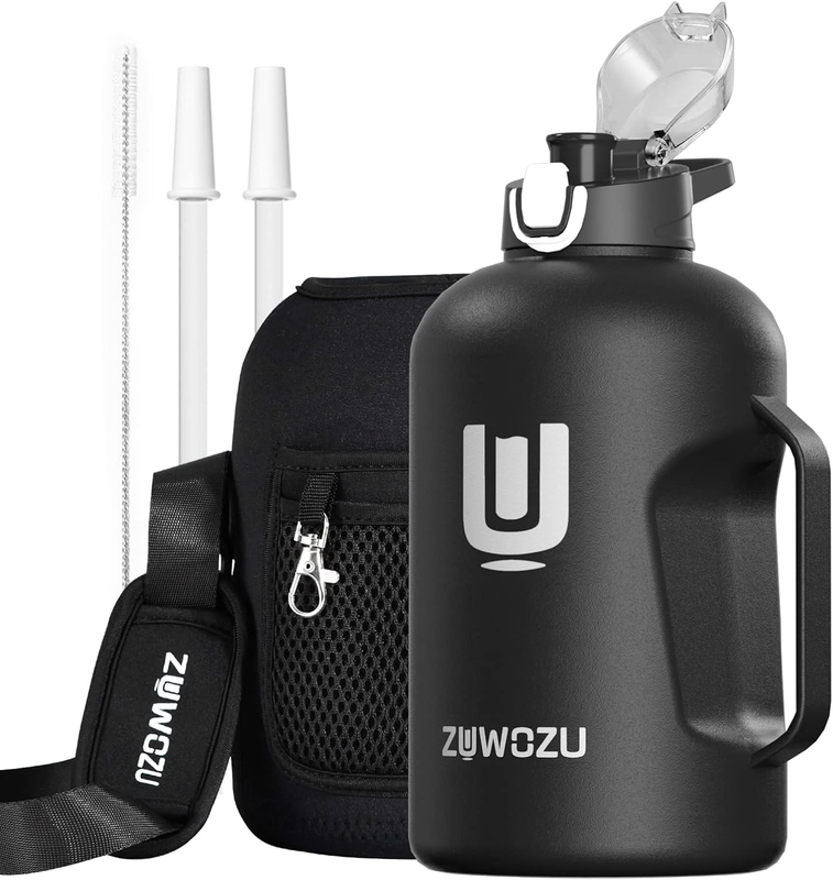 Half Gallon Water Bottle Insulated,18/10 Stainless Steel,Dishwasher Safe,Double