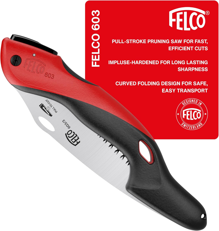 603 Folding Pruning Saw – Curved Pull-Stroke Saw for Tree Trimming & Elevated Cut | Tree Branch Cutter | Folding Handsaw with Chrome-Plated 8