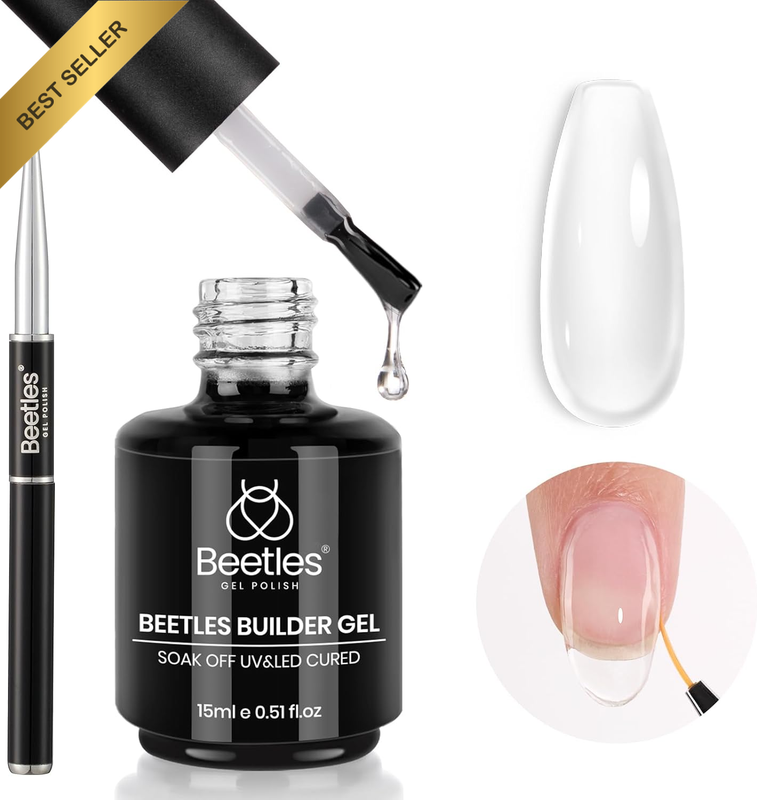 Beetles 5in1 Builder Gel 15Ml Clear Strengthener with Liner Brush