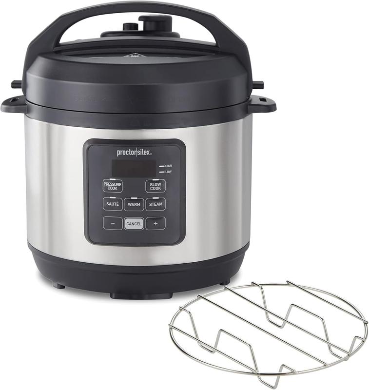Simplicity 4-In-1 Electric Pressure Cooker, 3 Quart Multi-Function with Slow Cook, Steam, Sauté, Rice, Stainless Steel (34503)