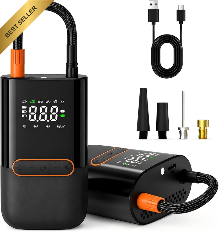 Portable Cordless Tyre Inflator, 150PSI Digital Air Compressor | Preset Pressure