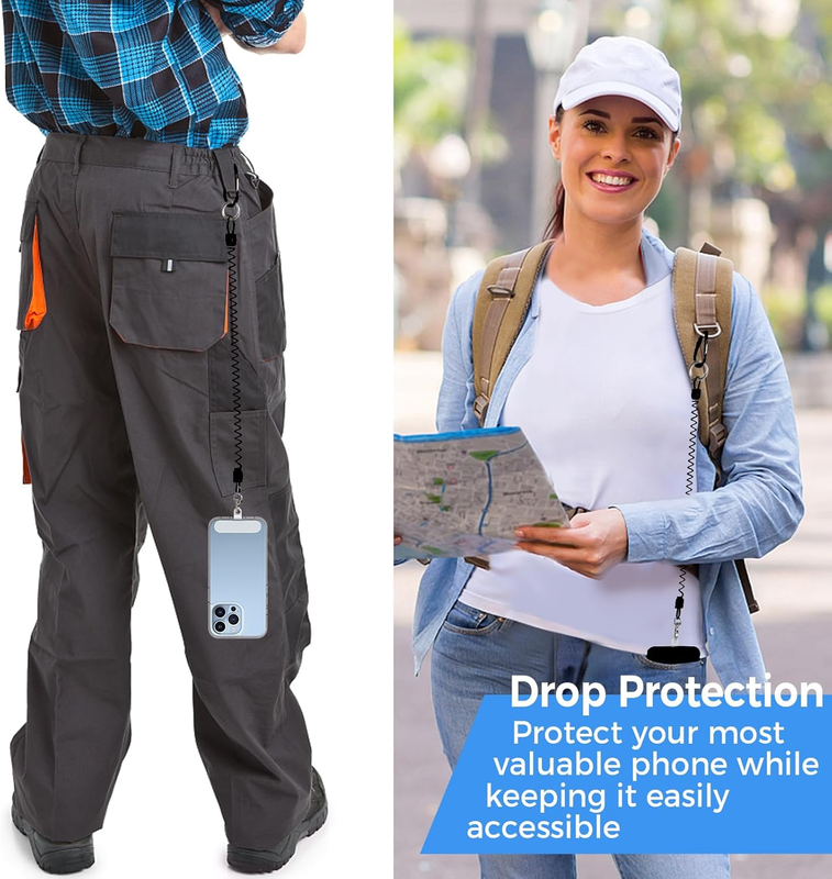 Phone Lanyard Tether with Patch, 2Pack of Anti Theft Phone Strap with Carabiner