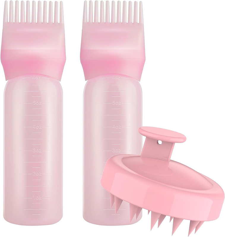 Root Comb Applicator Bottle with Scalp Massager Shampoo Brush Hair Coloring Dye