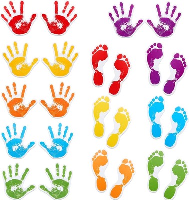 72 Pieces Hands and Feet Cutouts Colorful Handprint Footprint... 